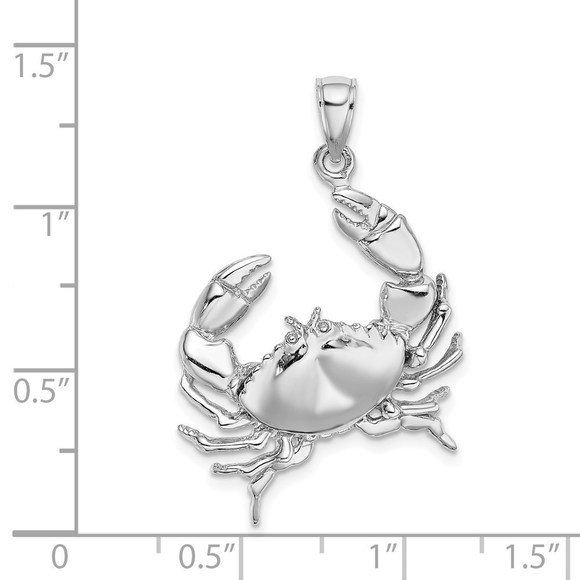 Million Charms 14K White Gold Stone Crab w/Claw Extender Necklace Charm Pendant